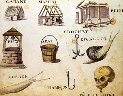 Kuvitukset lähteestä "A French Alphabet Book of 1814", julkaisija Charles Plante Fine Arts. tekijältä Arnaud de Beauregard