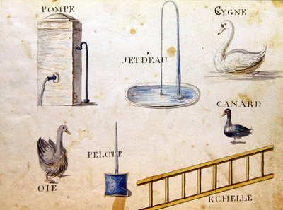 Kuvitukset lähteestä "A French Alphabet Book of 1814", julkaisija Charles Plante Fine Arts. tekijältä Arnaud de Beauregard