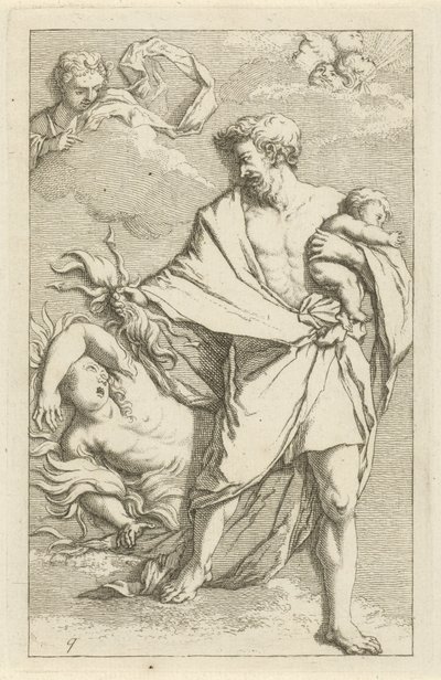 Jupiter ja Semele Syntikohtaus, avoin maalareille, kuvanveistäjille jne. (sarjan nimi) tekijältä Arnold Houbraken