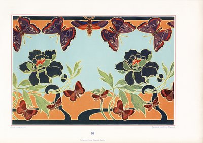 Pionien ja perhosten reunus (litografia) tekijältä Arnold Lyongrün