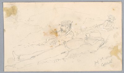 Miehet lepäävät Catskill-kukkulan rinteellä tekijältä Arnold William Brunner
