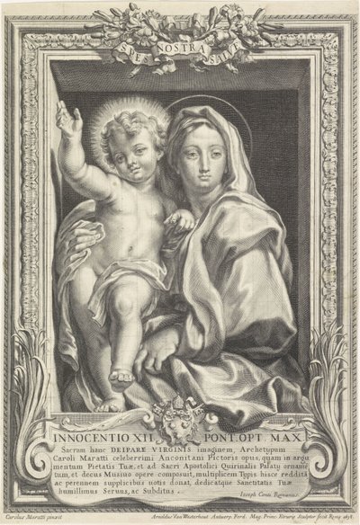 Maria Kristus-lapsen kanssa Spes Nostra Salve (otsikko esineessä) tekijältä Arnold van Westerhout