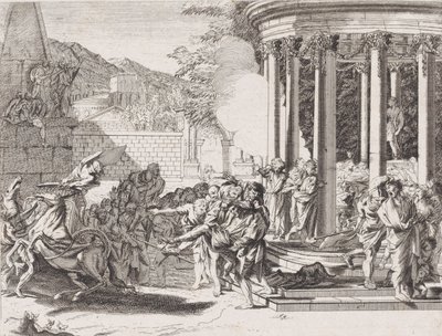 Sinorixia kannettiin temppelistä myrkytyksen jälkeen, 1650-1700. tekijältä Arnold van Westerhout.
