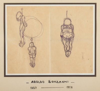 Hirtetty mies (tussi paperille) tekijältä Aroldo Bonzagni