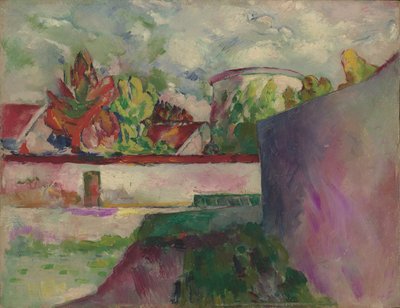 Maisema, Chateau-sarja, n.1910 (öljy paneelille) tekijältä Arthur Beecher Carles