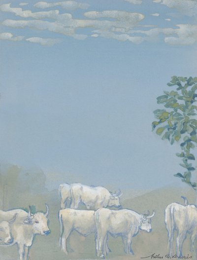 Maisema lehmien kanssa tekijältä Arthur Bowen Davies