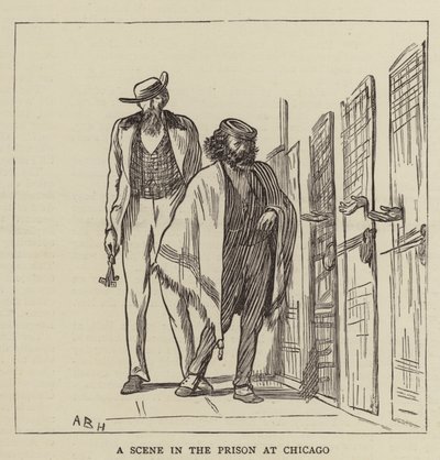 Kohtaus Chicagon vankilassa tekijältä Arthur Boyd Houghton