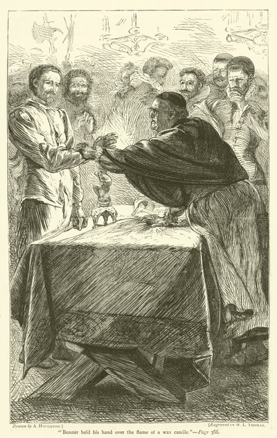 Bonner piti kättään vahakynttilän liekin päällä tekijältä Arthur Boyd Houghton