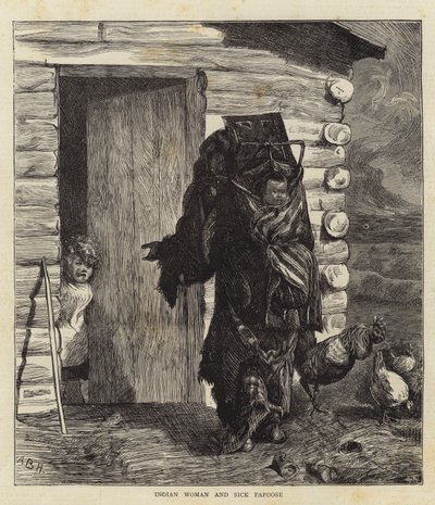 Intialainen nainen ja sairas Papoose tekijältä Arthur Boyd Houghton