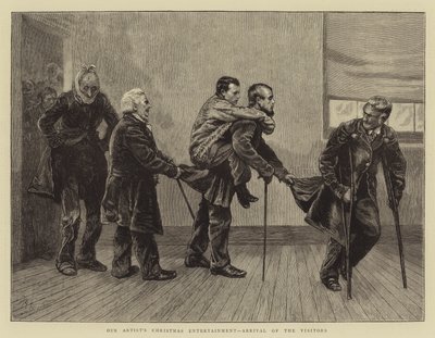 Taiteilijamme jouluviihde, vierailijoiden saapuminen tekijältä Arthur Boyd Houghton