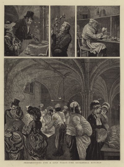 Valmistelut kaupungin juhlaan, Guildhall Kitchen tekijältä Arthur Boyd Houghton