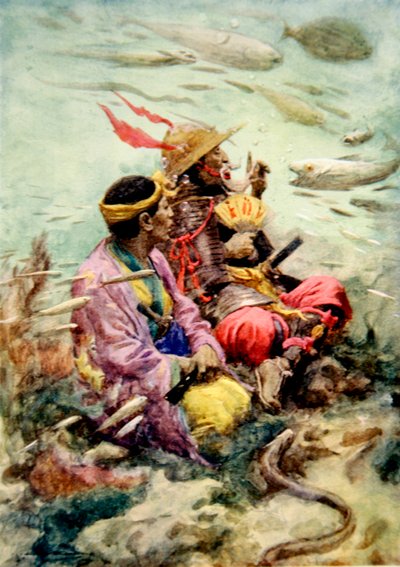 Legend of Old Japan (väri litho) tekijältä Arthur C. (after) Michael