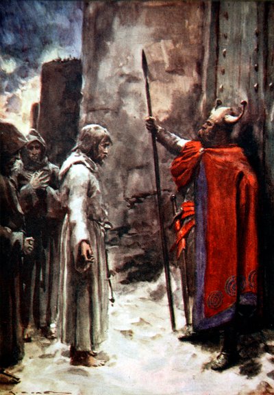 Saksalainen Henrik IV Canossan porttien ulkopuolella, Italia, 1077 1913 tekijältä Arthur C Michael