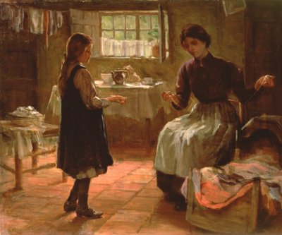 Kotimainen oppitunti, n. 1890 (öljy kankaalle) tekijältä Arthur Claude Cooke