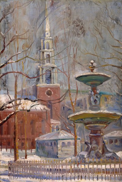 Park Street Boston Commonsissa, n. 1910-20 tekijältä Arthur Clifton Goodwin