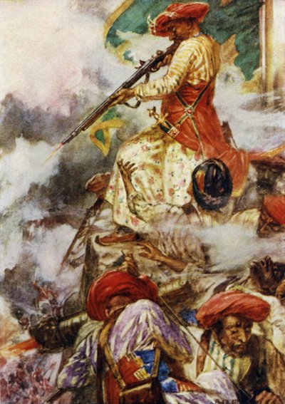 Tipu itse seisoi ampuen viileästi eteneviä vihollisiaan tekijältä Arthur David McCormick