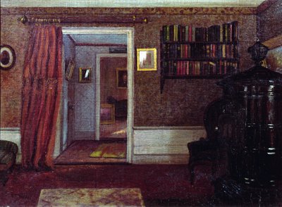Olohuoneen kiuas, noin 1900 (öljy kartongille) tekijältä Arthur F. Davies