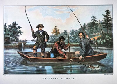 Catching a Trout, julkaisija N. Currier tekijältä Arthur Fitzwilliam (after) Tait