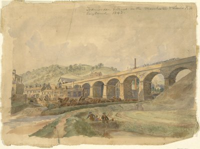 Todmordenin maasilta Manchesterin ja Leedsin rautateillä, Englannissa 1843 tekijältä Arthur Fitzwilliam Tait