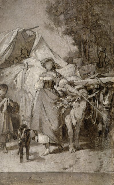 Kaksi grisaillea "Hermannille ja Dorothealle" tekijältä Arthur Georg Freiherr von Ramberg