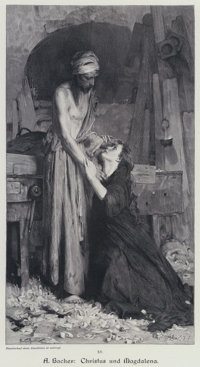 Kristus ja Magdaleena (kaiverrus) tekijältä Arthur Hacker
