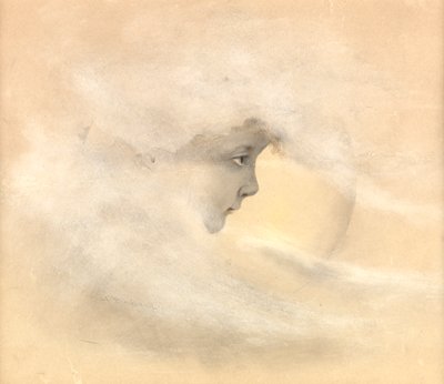 Peter Pan eli Boy in the Moon, n. 1910 (lyijykynä, kynä ja muste, wc paperilla) tekijältä Arthur Herbert Buckland