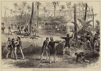 Konflikti Samoan alkuperäisasukkaiden ja HMS Barracoutan miehistön välillä tekijältä Arthur Hopkins