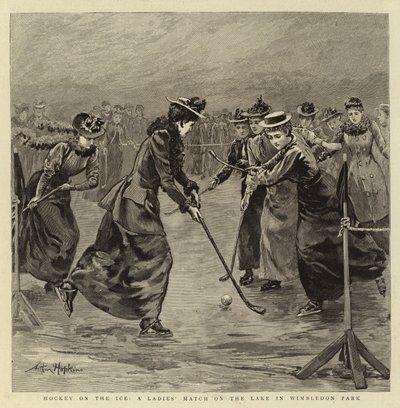 Hockey on the Ice, naisten ottelu järvellä Wimbledon Parkissa tekijältä Arthur Hopkins
