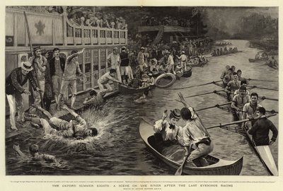 Oxford Summer Eights, kohtaus joella viimeisen illan kilpailun jälkeen tekijältä Arthur Hopkins