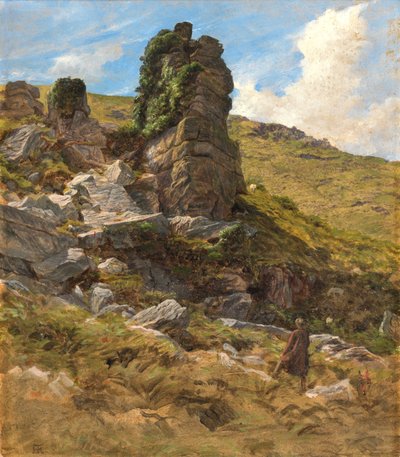 Rocky Outcrop (öljy kortille) tekijältä Arthur Hughes