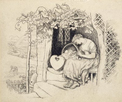 By the Cradle (kynä ja Intian muste grafiitin päällä) tekijältä Arthur Hughes