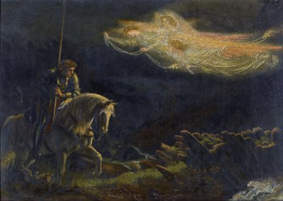 Sir Galahad. La Quete du Saint Graal Sir Galahad. The Quest for the Holy Graal par Arthur Hughes (1832-1915) - Öljy puulle, 30,5x43 - Yksityiskokoelma tekijältä Arthur Hugues