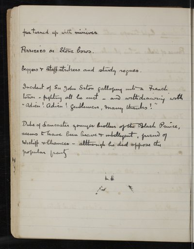 Sivu The White Companyn muistikirjasta, The Newberry Library Vault Folio Case MS 5116 no. 2 tekijältä Arthur Ignatius Conan Doyle