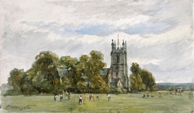Cricket on the Stray, Christ Churchin edessä, High Harrogate (akvarelli). tekijältä Arthur J. Stark