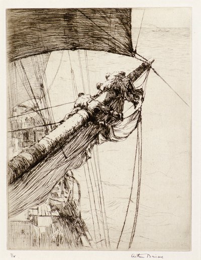 Aloft with Sails (etsaus) tekijältä Arthur John Briscoe