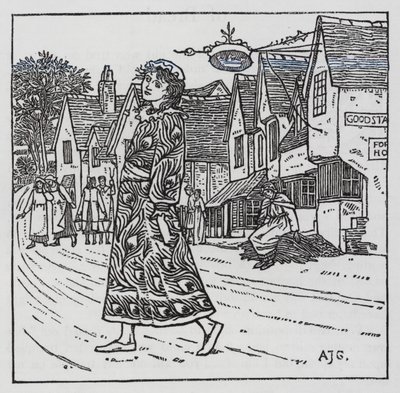 Hans Christian Andersen: Tyttö, joka tallasi leipää (litho) tekijältä Arthur Joseph Gaskin