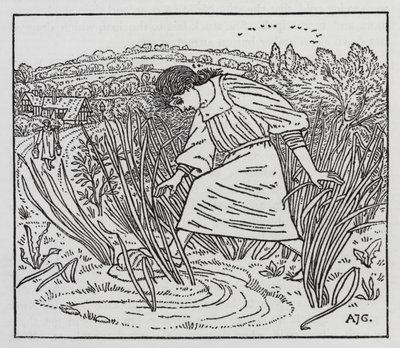 Hans Christian Andersen: Tyttö, joka tallasi leipää (litho) tekijältä Arthur Joseph Gaskin