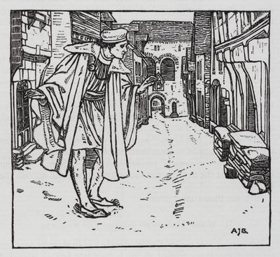 Hans Christian Andersen: Onnen goloshes (litho) tekijältä Arthur Joseph Gaskin