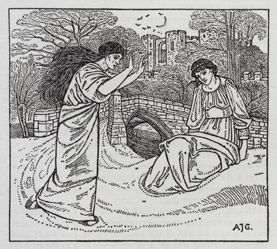 Hans Christian Andersen: Erään äidin tarina (litho) tekijältä Arthur Joseph Gaskin