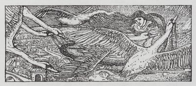 Hans Christian Andersen: Villit joutsenet (litho) tekijältä Arthur Joseph Gaskin