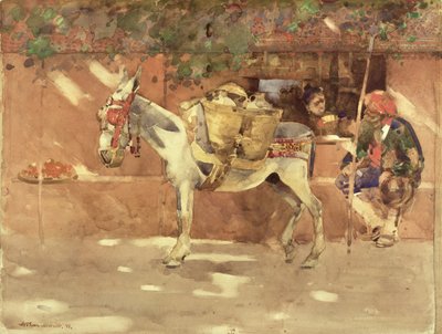 A Byway in Granada, 1891 (wc paperilla) tekijältä Arthur Melville