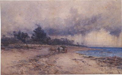 ei otsikoitu (merilevän kerääminen ennen myrskyä, Sandringhamin ranta). tekijältä Arthur Merric Boyd