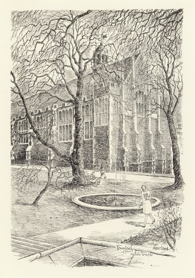 Fountain Court, Middle Temple (litografia) tekijältä Arthur Moreland