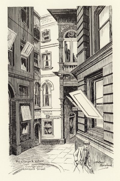 The George  Vulture George Yardilta, Lombard Street (litografia). tekijältä Arthur Moreland