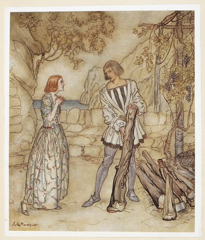 ACT III: Kohtaus I, rivi 15 Voi, rukoilkaa nyt, älä työskentele niin kovasti. tekijältä Arthur Rackham