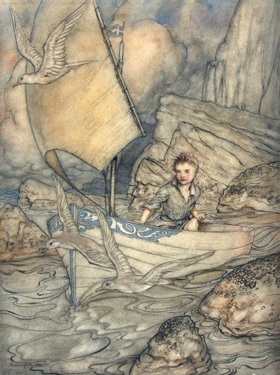 A Childs Future, kuvitus teoksesta The Springtide of Life: Poems of Childhood, Algernon Charles Swinburne, 1918 (kynä & muste ja wc paperilla) tekijältä Arthur Rackham