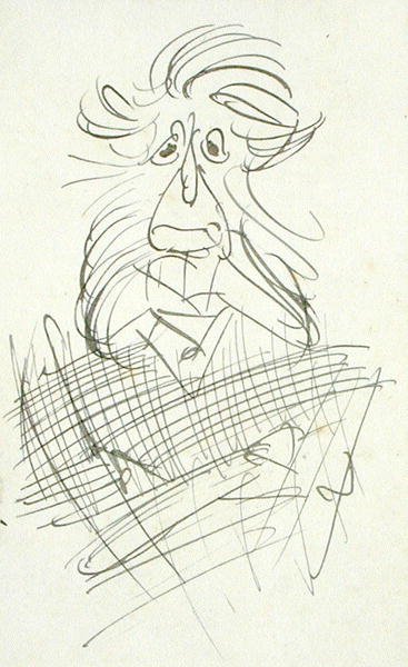 Groteski karvainen pää (kynä ja muste paperille) tekijältä Arthur Rackham