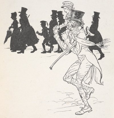 Poikaa kannetaan miehen harteilla tekijältä Arthur Rackham
