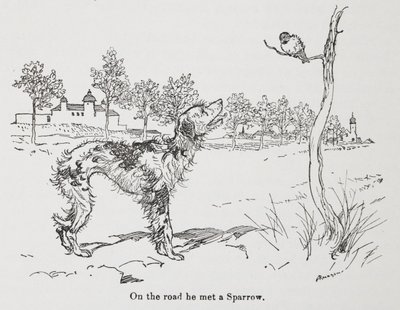Koira ja varpunen. tekijältä Arthur Rackham