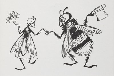 Kärpäs ja mehiläinen naimisiin. tekijältä Arthur Rackham